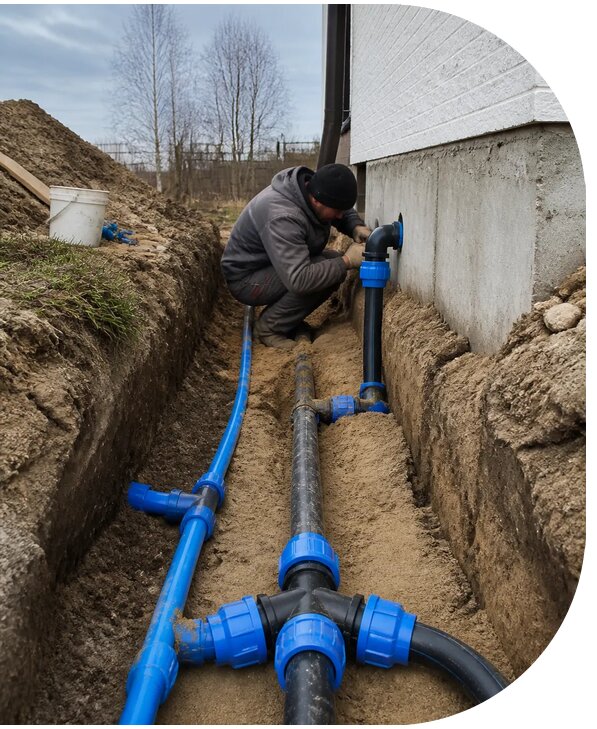 Монтаж наружного водопровода на участке под ключ в Чистополе